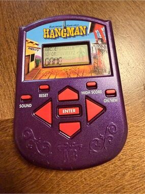 Hasbro Purple Electronic Handheld Hangman with Red Buttons